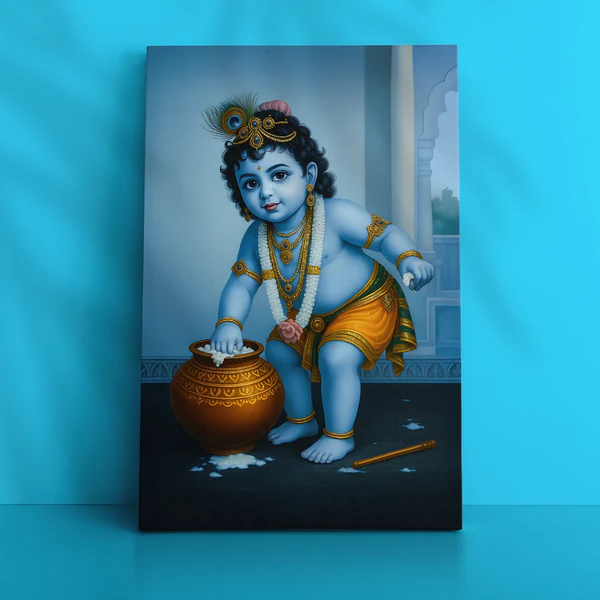 Makhan Chor Krishna Art – 14 x 21 Inch